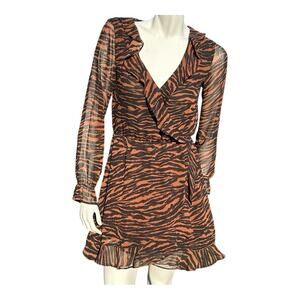 Divided Women's Long Sleeve Tiger Stripe Dress Brown n Black, Size 4